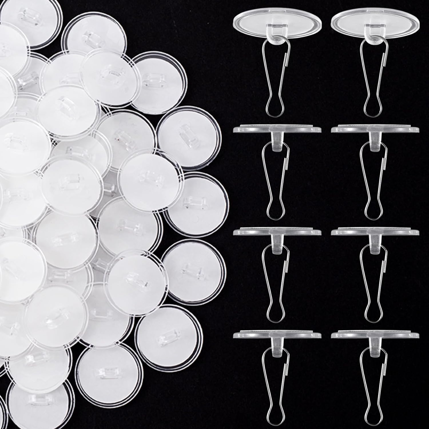 30 Pack Self-Adhesive Ceiling Hooks for Hanging, Sticky Damage-Free Transparent Ceiling Discs with Metal Hook, Removable Wall Hanger for Wedding Birthday Halloween Christams Decorations