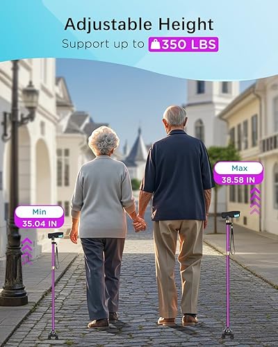 Miniatura 4 de Quad Canes for Women, Folding Walking Cane for Stability Suitable for 5.4FT-6.3FT, Adjustable Self Standing Cane with Pad for Men and Seniors Balance