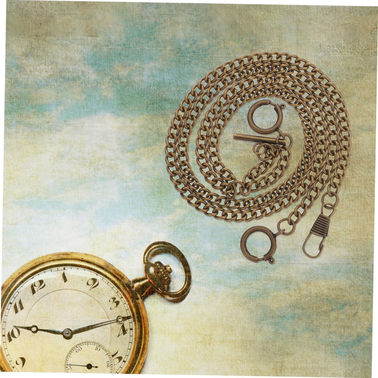 BESPORTBLE 2pcs Metal Pocket Watch Chains for Men Vintage Waistcoat Wallet DIY Clothing Accessories Sturdy Secure Central O-Link Design for Weddings and Everyday Use