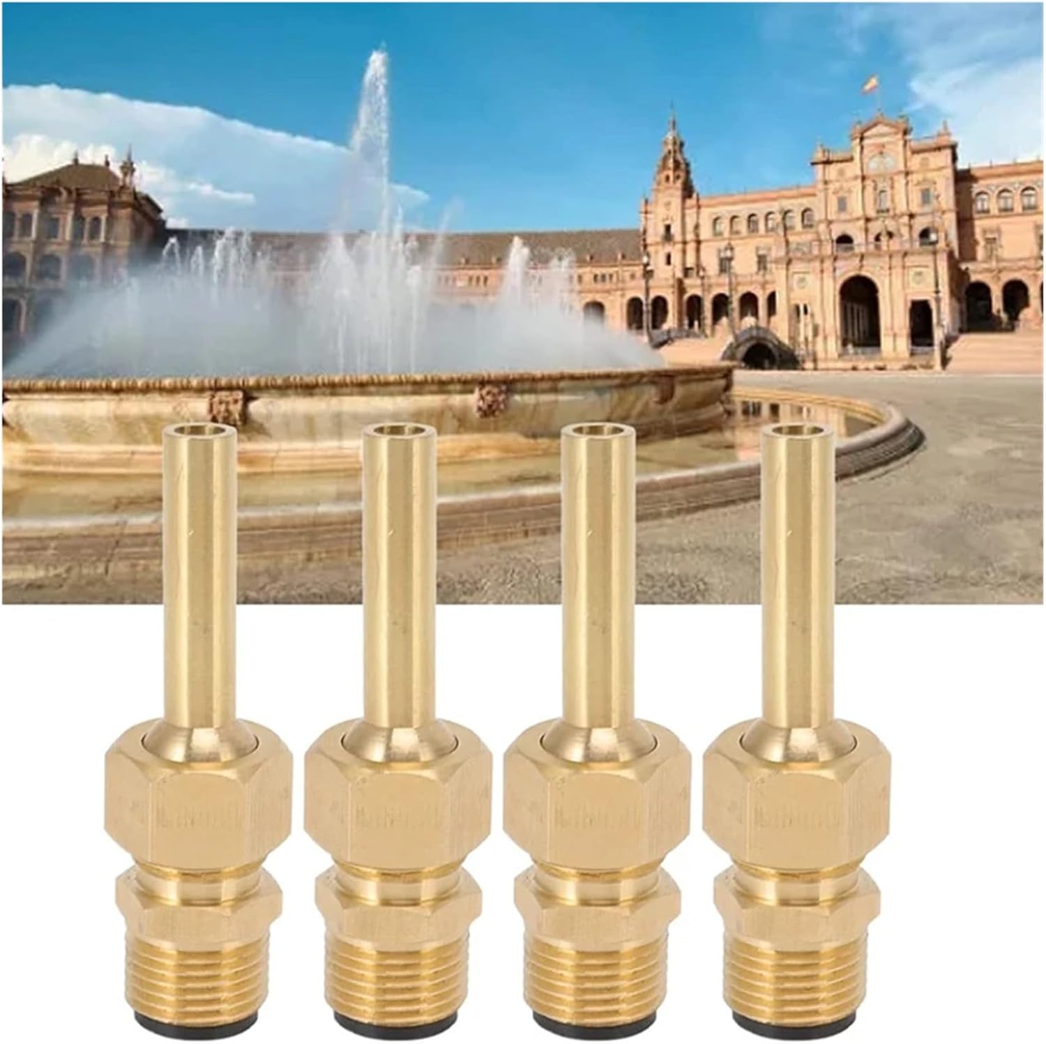 Inclined High Pressure Cooling Nozzle 4Pcs Direct Jet Copper Water Fountain Nozzle, Single Nozzle Pond Fountain Head, Fountain Parts Heads Replacement 1/2In