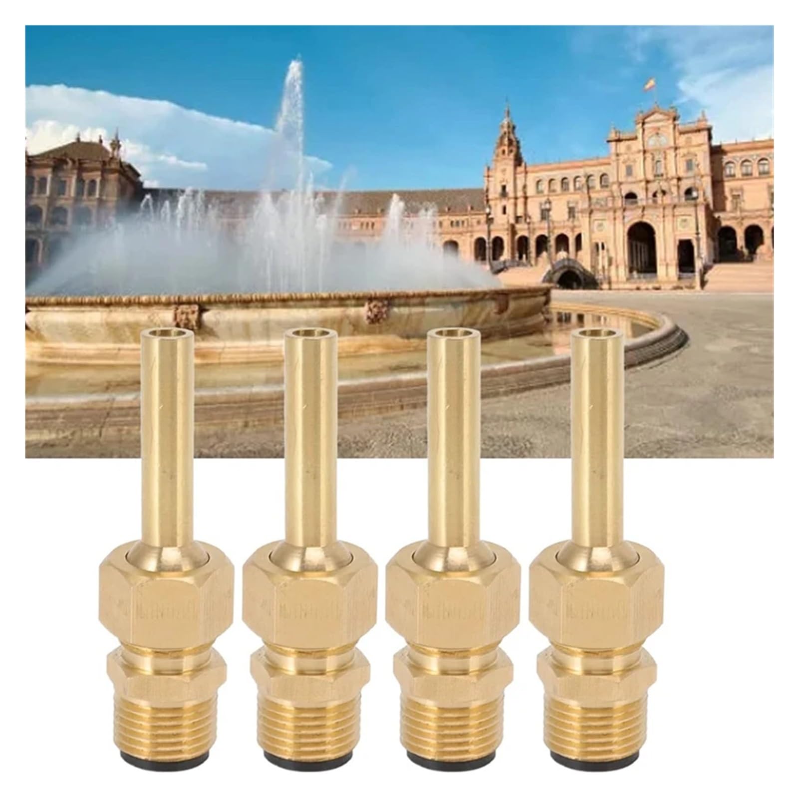 Boquilla de cobre for fuente de agua de chorro directo (4 unidades), cabezal de fuente de estanque de una sola boquilla, repuesto de cabezales de 1/2 pulgada