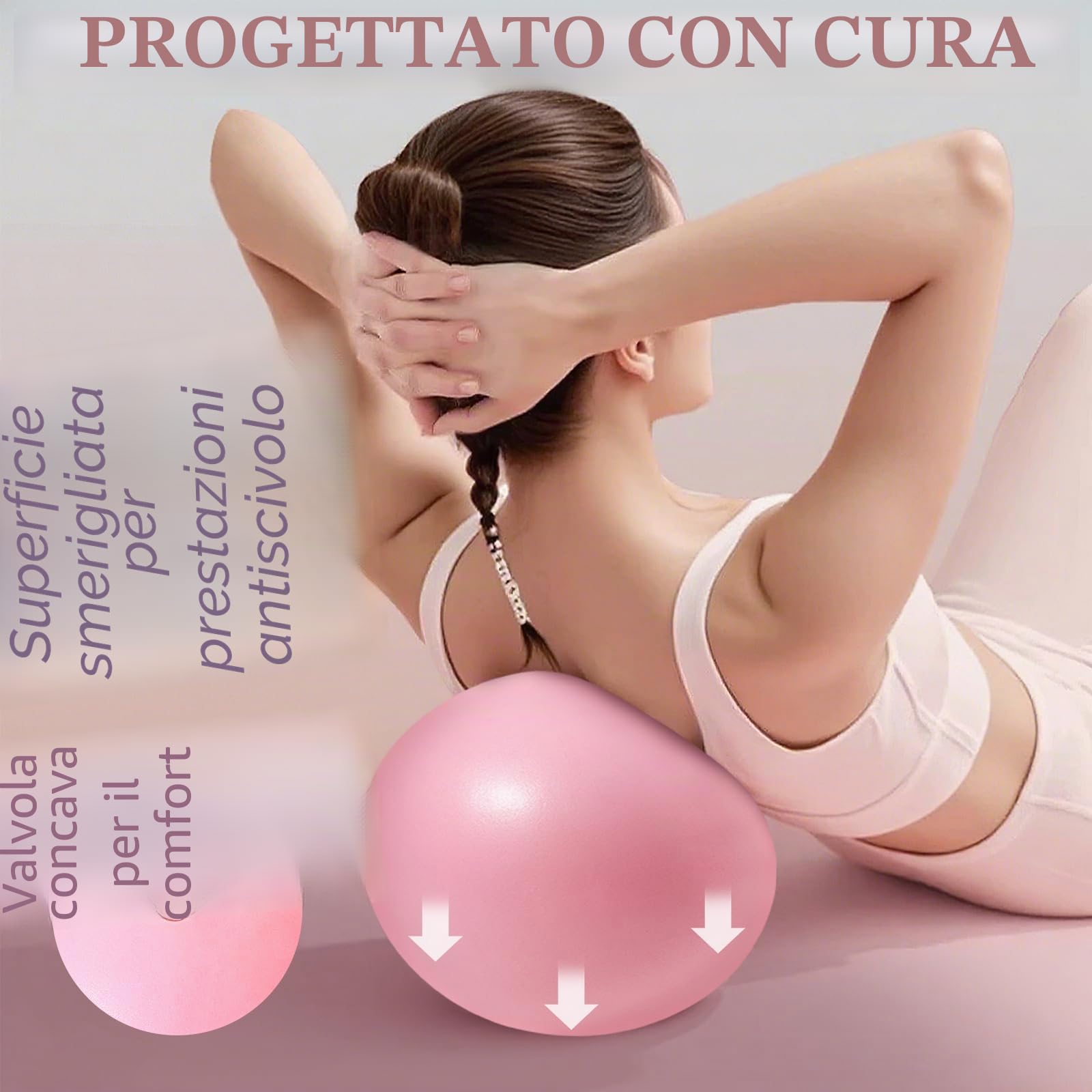 Vortix 3/6 palline da pilates, 25 cm, anti-esplosione e antiscivolo, piccola palla da ginnastica con tubo gonfiabile, palla da pilates per muscoli del pavimento pelvico, per yoga e fitness