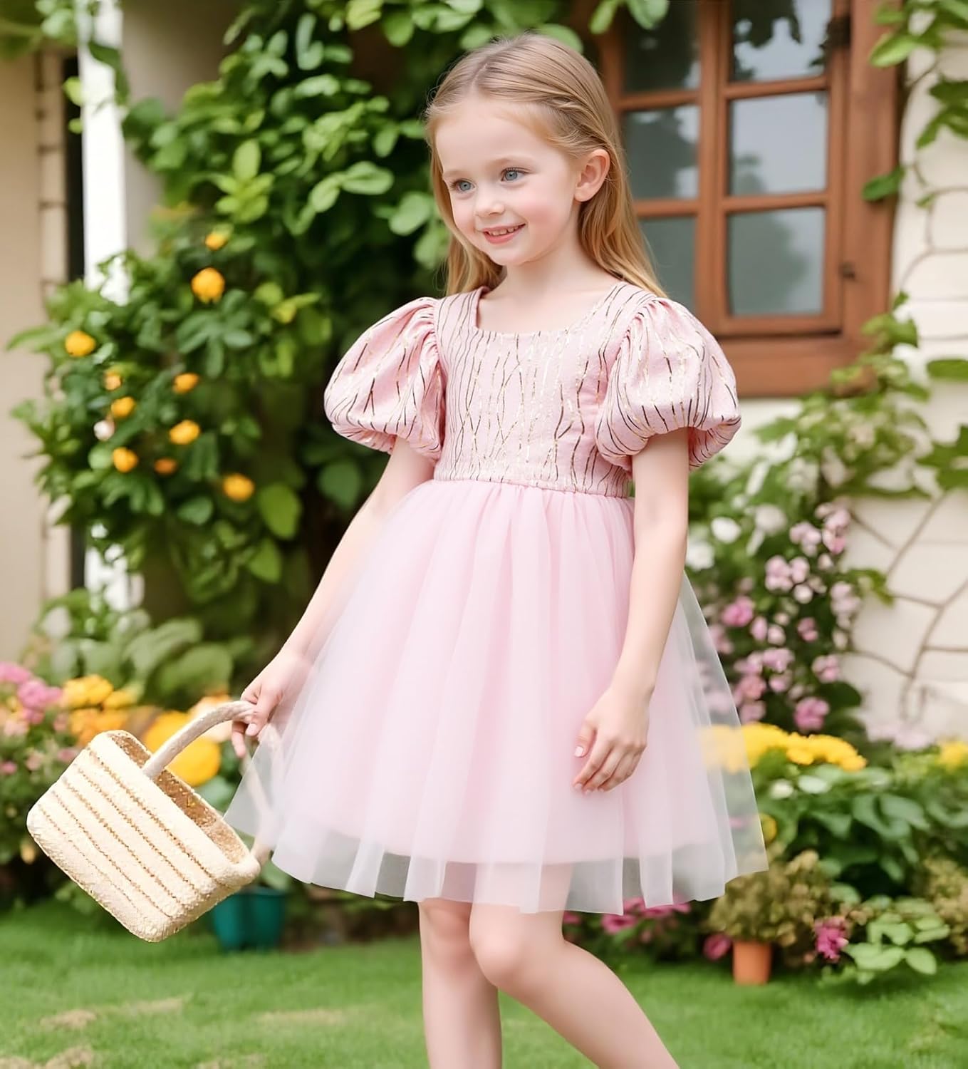 KARETT Summer Toddler Girl Dresses Tutu A Line Puffy Short Sleeve Casual Flower Girl Dress for Birthday Party 1-7Y - Image 2