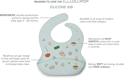 Miniatura 48 de Loulou Lollipop - Babero de silicona suave y resistente al agua para bebés y niños pequeños de 3 a 36 meses, fácil de limpiar, ajustable y agarra