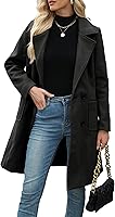 Bankeng Women's Camel Wool Blend Mid-Long Double-Breasted Pea Coat - Warm Notched Lapel Winter Jacket
