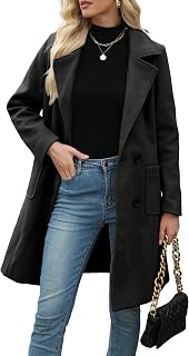 Bankeng Women's Camel Wool Blend Winter Mid-Long Double-Breasted Pea Coat Jacket
