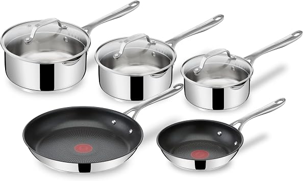 Jamie Oliver by Tefal Cooks Direct Stainless Steel 5 Piece Cookware Set E304S544