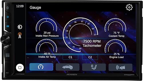 Jensen CAR714MW 7'' Double-DIN Digital Multimedia Receiver with Bluetooth, CarPlay/Android Auto Compatibility