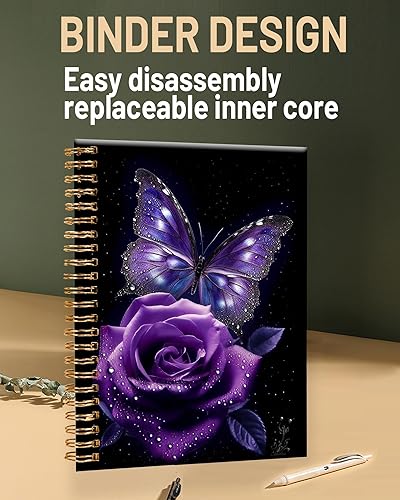 Miniatura 8 de Cuaderno de espiral para mujer, cuaderno de rayas universitarias A5 de 6 x 8.4 pulgadas, 120 páginas rayadas con papel grueso de alta calidad,