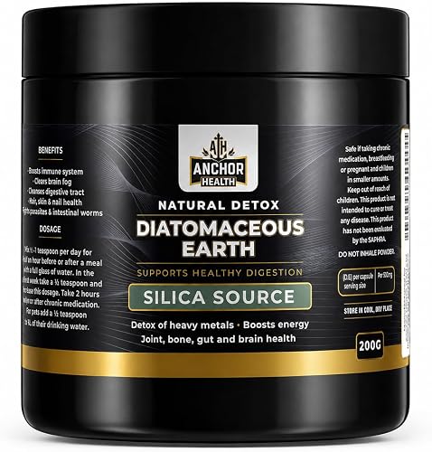Food Grade Diatomaceous Earth Powder 200g | Natural Organic Silica Supplement | Hair, Skin, Nails, Bones & Joints | Gut Health & Digestive Support | Detox | Gluten Free