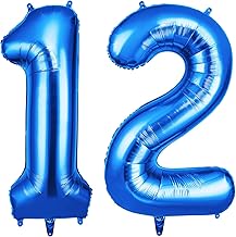 OFFCUP 40 Inch Number 12 Balloon, Large Foil Balloons, Self Inflating Helium Balloon Decorations Supplies for Boys Girls Women Men Birtyday Wedding Party Anniversary Graduation (Blue, 12)