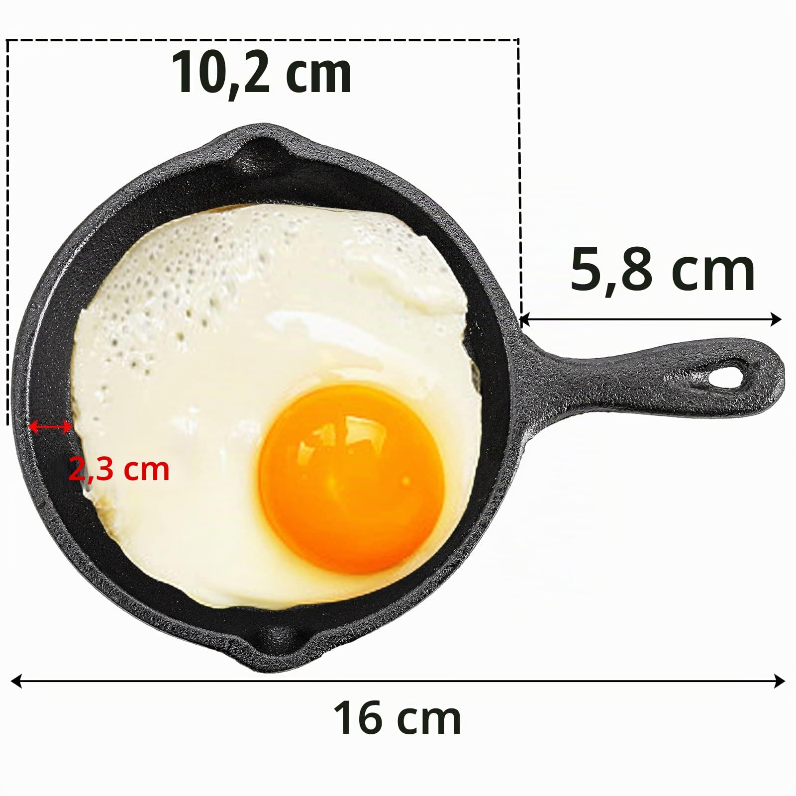 Hiceeden 4 Stück Mini-Gusseisen-Bratpfannen, 10cm kleine Bratpfannen mit doppelten Ausgießern für Herd, Backofen, Grillsicher, Innen- und Außenbereich, antihaftbeschichtet