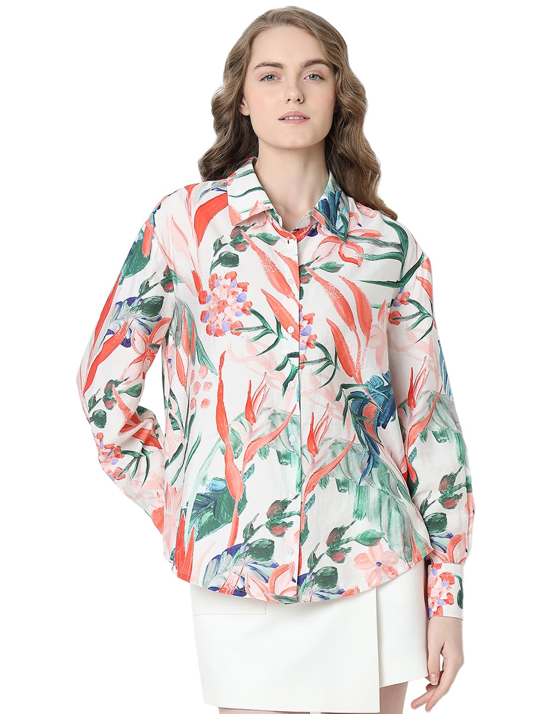 vero moda Women's Cotton Floral Regular Fit Shirt-picture-42