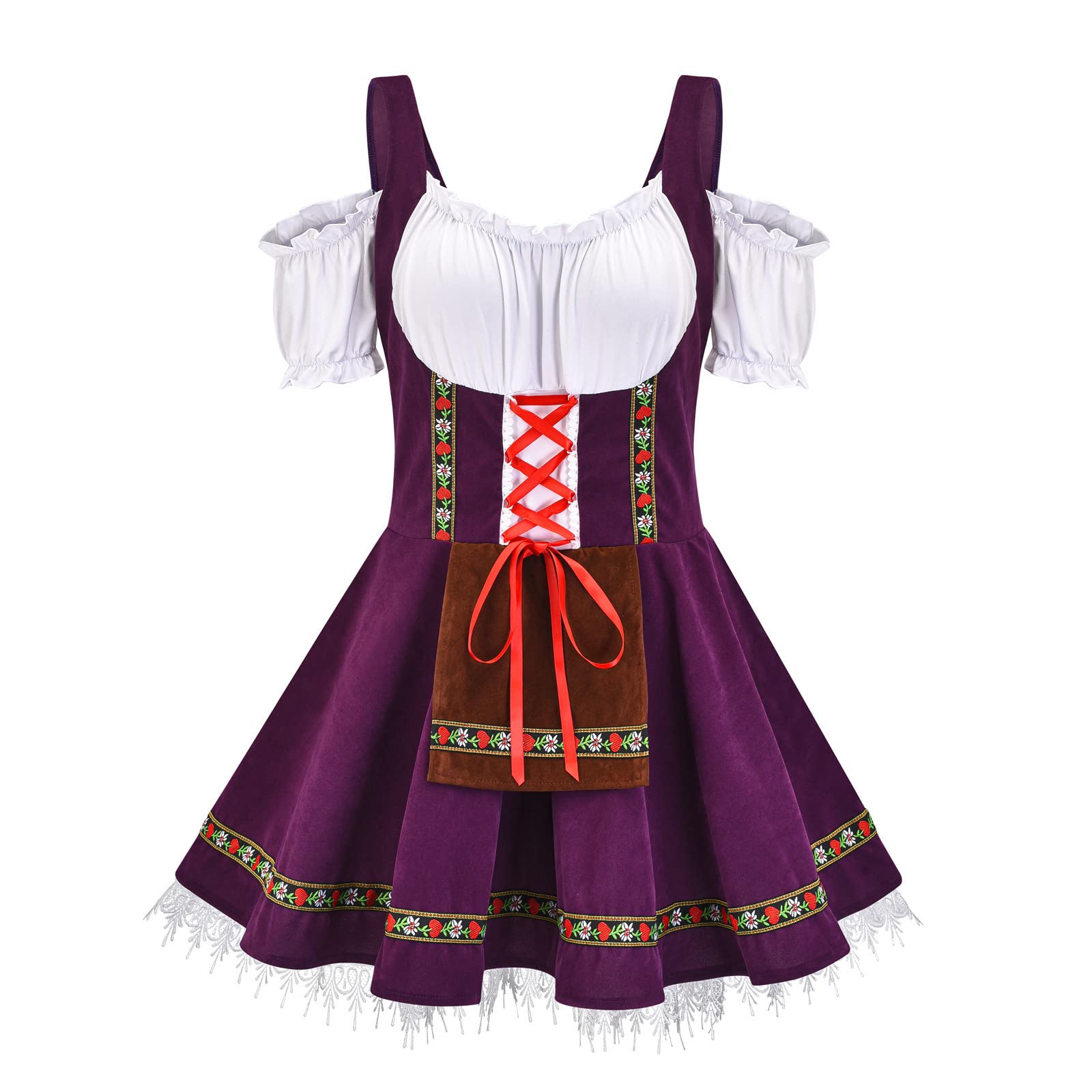 Dirndl Damen Komplettset 2-teilig - Traditionelles Oktoberfest Kleid In Retro-Optik