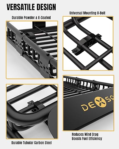 Miniatura 2 de Canastilla universal para techo de 46" × 36", portaequipaje con capacidad de 200 libras e incluye una bolsa impermeable de 15 pies de 44" × 34" ×