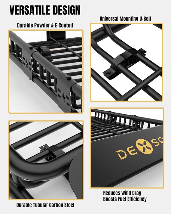 DEXSO Universal Roof Rack Basket 46 x 36 200 lbs Capacity Heavy Duty Roof Rack for SUVs, Trucks, Vehicles