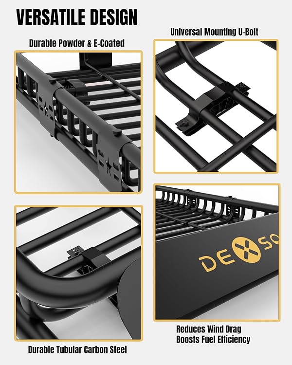 DEXSO 64" x 50" Universal Roof Rack Basket, 200 Lbs Capacity Rooftop Cargo Carrier Basket with Extension Luggage Rack Heavy Duty for SUVs, Trucks, Vehicles by DEXSO - Image 3