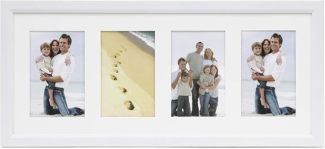 ARPAN MDF 4, Multi Aperture Modern Photo Picture Frame with Mount Black or White (White)