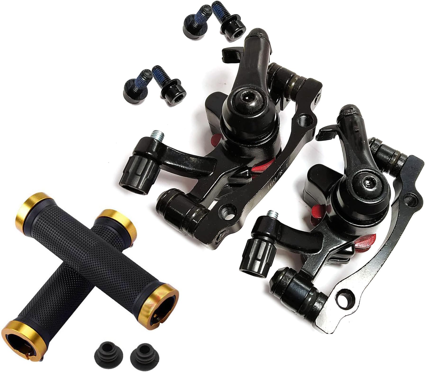 Cycle Diskc Brake Caliper Machine Set with Disc Pads + Bicycle Handle Grip