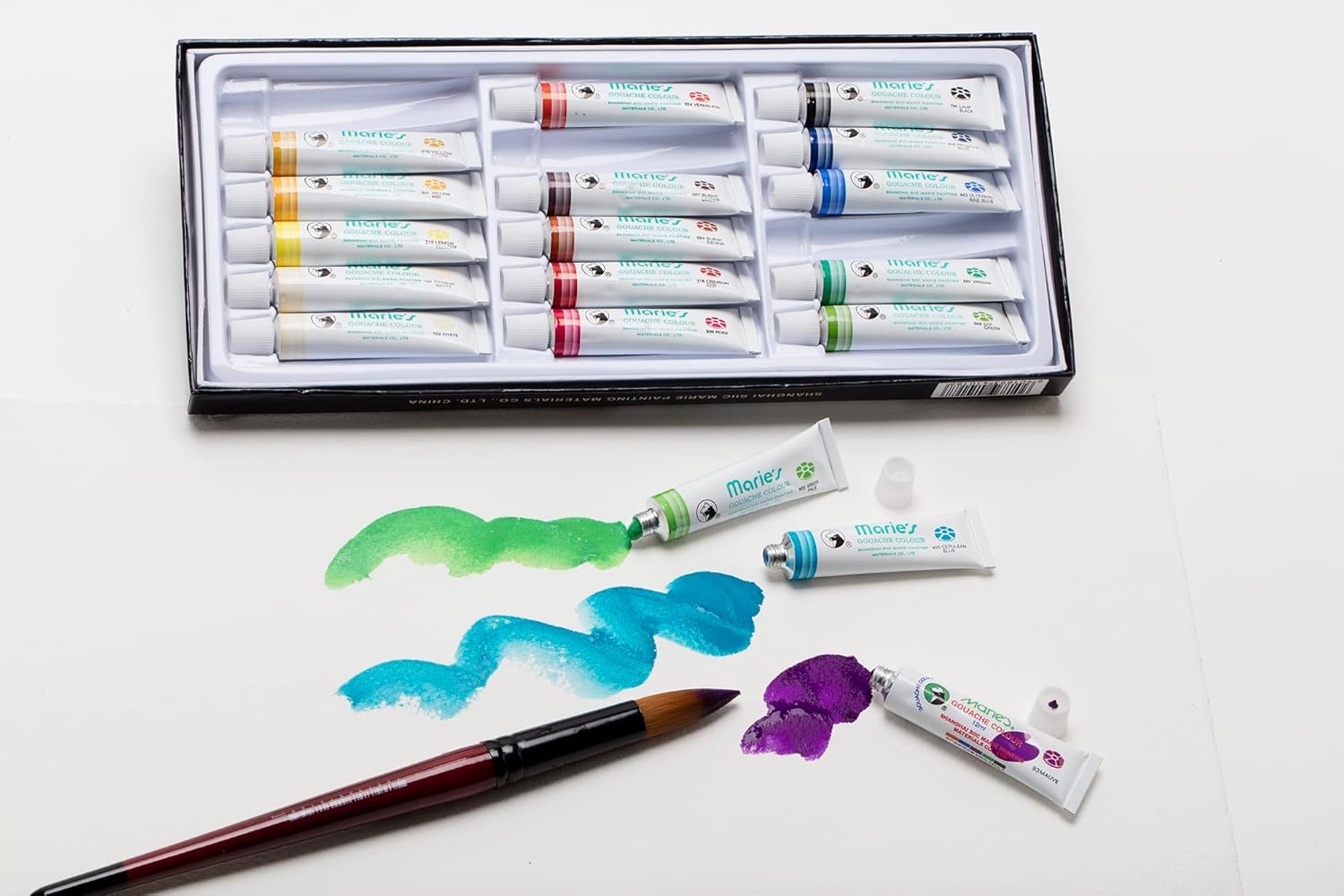 Marie's Extra Fine Gouache Set of 18 Extra Fine Gouache 12 ml Tubes - 12 Pack