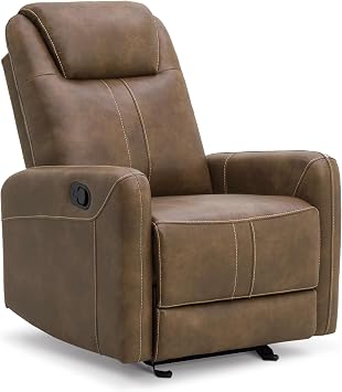 KISLOT Leather Recliner Chair, Manual Reclining Chair Glider Recliner with Adjustable Backrest/Footrest & Comfortable Armrest for Living Room Bedroom Home Theater Seating