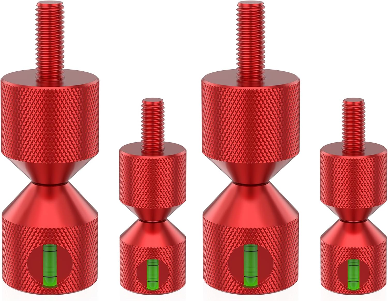 4Pcs Flange Aligners Set, Portable, Aluminum Alloy Ergonomic 2 Hole Flange Alignment Pins with Built in Level for Mechanical Assemblies, Aluminum Alignment Pin Set(red)