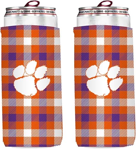 Miniatura 22 de College Team - Enfriadores ultradelgados para latas de cerveza de 12 onzas, paquete de 2 (cuadros rojos Alabama (marea carmesí)) Cuadros rojos