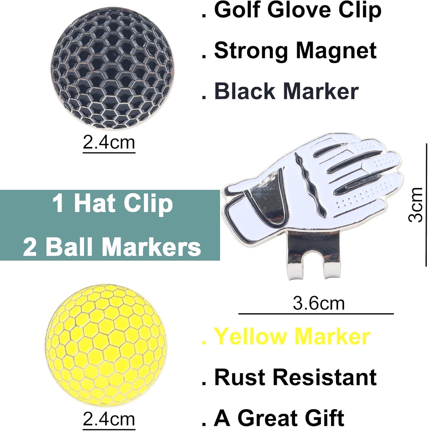 Eshan Magnetic Golf Ball Markers and Novelty Hat Clip Set Flower Glove Hat Shape Clip Golf Bag Accessories Court Gift for Men Women Golfer - Image 2