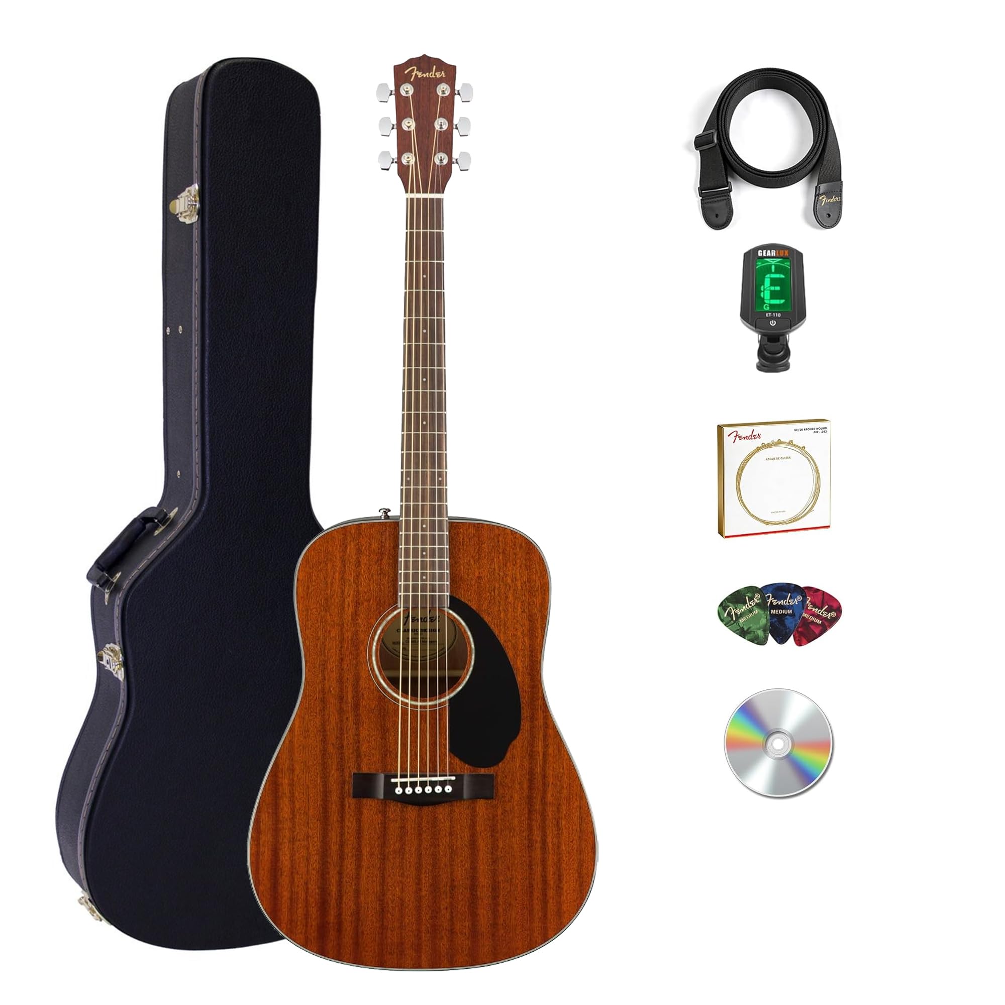 Fender CD-60S Solid Top Dreadnought Acoustic Guitar - All Mahogany
