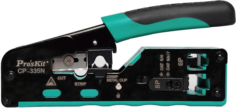 Proskit Taiwan Quality CP-335N 376TA CAT.7 Modular Plug Crimping Tool Easy Fast Firm Design for CAT.7 & CAT.5 / CAT.6 Cut/Strip/Crimp Tool CP-376TR 376CN 4P/6P/8P Telecom Crimping ToolCP-335N