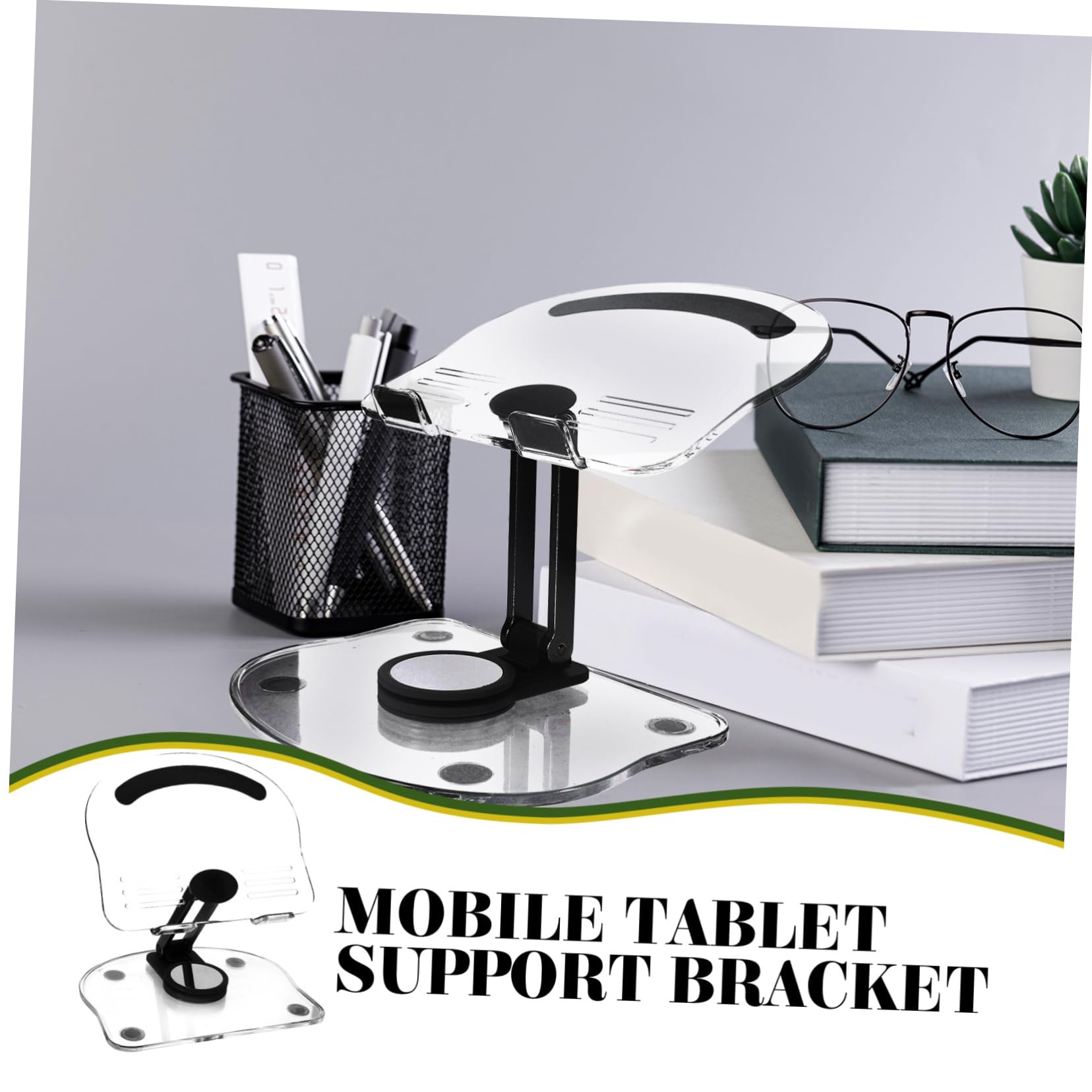 Soporte Ajustable para Tablet y Teléfono Soporte Plegable Base Estable para Escritorio Compatible con iPad y Diseño y Antideslizante Negro