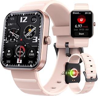 ERKAL Blood Glucose Monitoring Smartwatch, Fitness Watch with Blood Pressure, 2023 New Bluetooth Blood Glucose Watch Blood Heart Rate Monitor, Non-invasive Blood Sugar Test Smart Watch (Pink)