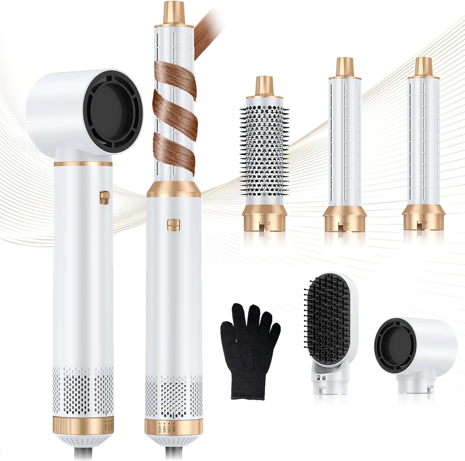 5 in 1 Blow Dryer Brush, Negative Ion Hair Dryer Brush Set Upgrade Hot Air Brush Air Styler Curling Wrap Air Curler, Curling Iron Hair Styling Tools As A Gift for Straight/Curl/Drying/Smoothing 5 in 1 Blow Dryer Brush, Negative Ion Hair Dryer Brush Set Upgrade Hot Air Brush Air Styler Curling Wrap Air Curler, Curling Iron Hair Styling Tools As A Gift for Straight/Curl/Drying/Smoothing