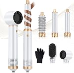 5 in 1 Blow Dryer Brush, Curling Wand Hair Air Styling Tools Set, Ionic with Massage Hot Air, Round Thermal Straightener,Left&Right Curling Wand