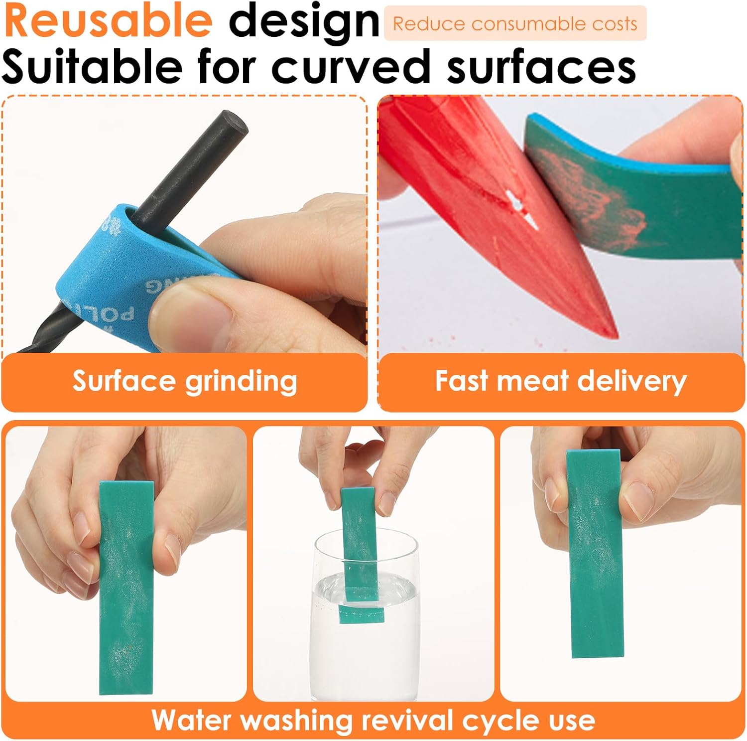54 Pcs Sanding Sponge for Model, Waterproof Wet Dry Sanding Blocks for Wood, Metal, Plastic, Hobby, Model, Reusable Sandpaper Assortment Set (400, 600, 800, 1000, 1200, 1500 Grit)