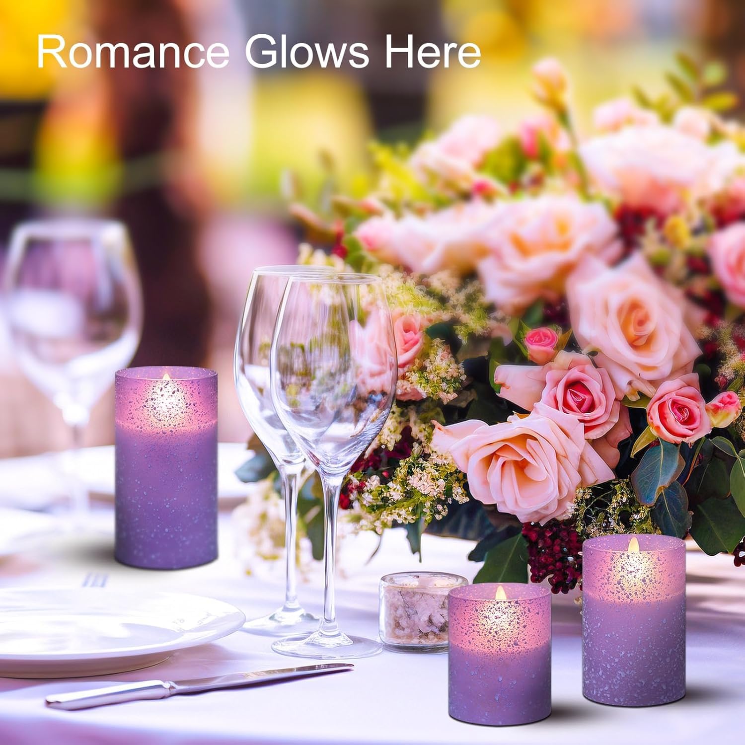 Purple Flameless Candles with Remote Control, LED Flickering Battery Operated, Timer Function, 3 Sizes (3x4, 3x5, 3x6), Safe for Home, Realistic Flickering Flame, Ideal for Decor and Special Events