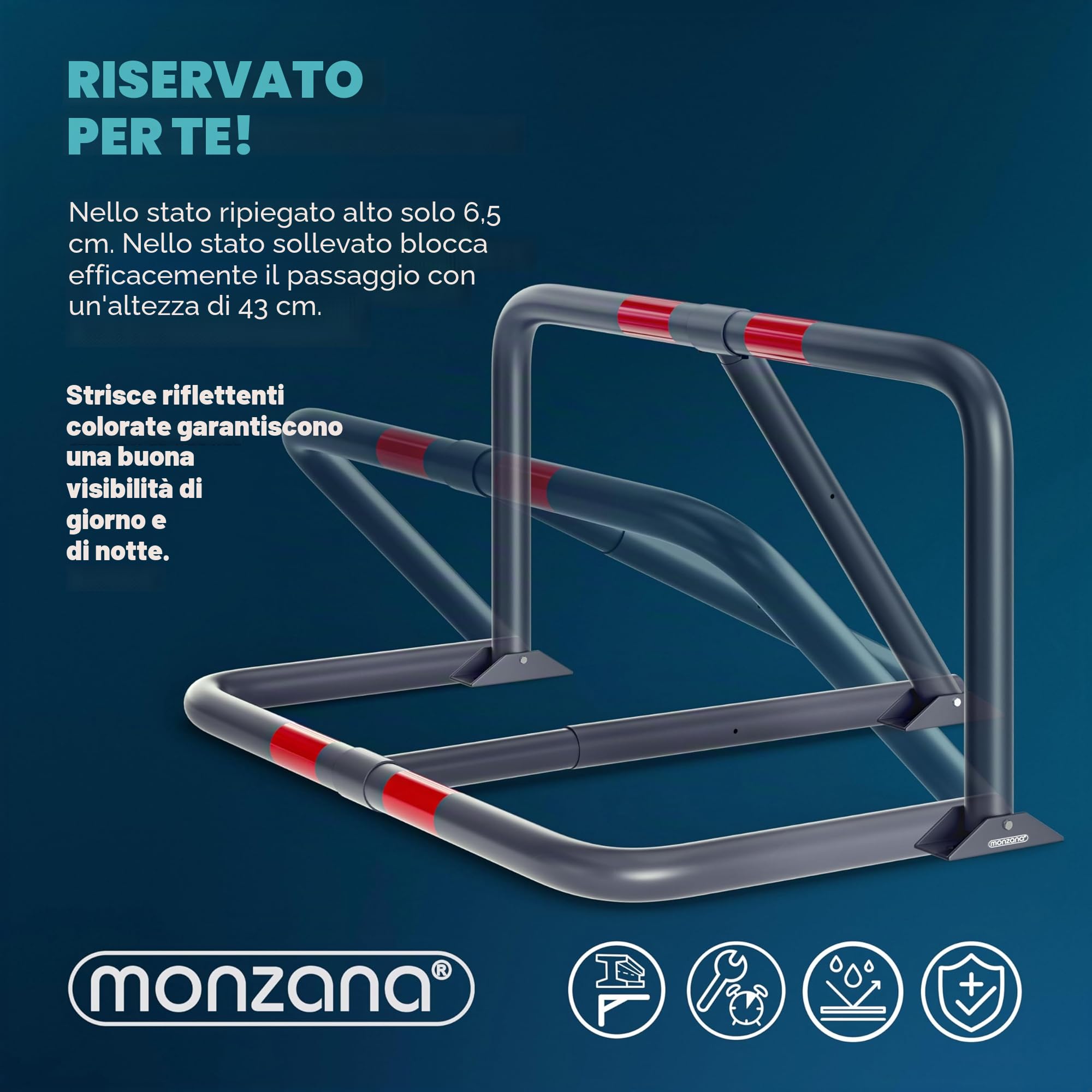 DEUBA® Sbarra Parcheggio Dissuasore 3 Chiavi Lucchetto Pieghevole Acciaio Robusto Barriera Sosta per Posteggio Posto Auto Catena Sbarramento