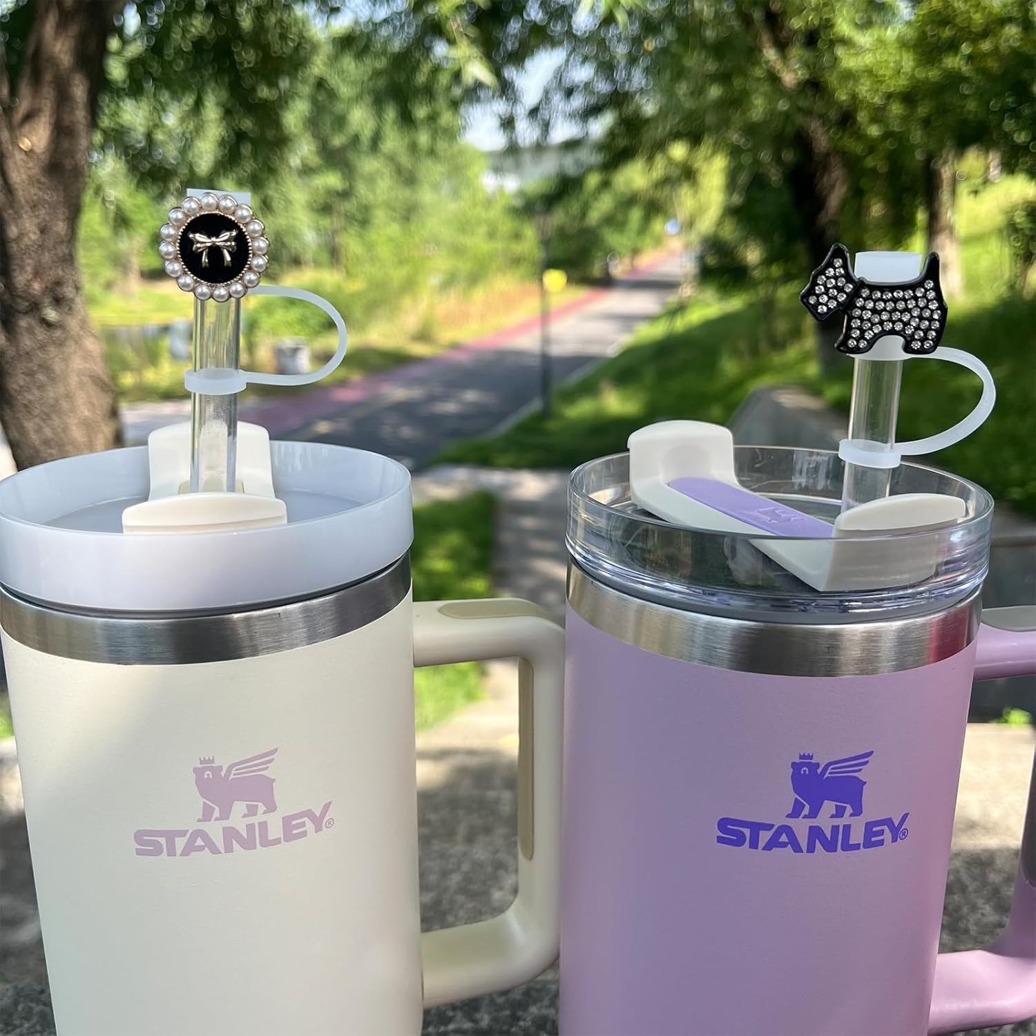 4 PCs Bling Straw Cover Cap for Stanley Cup, Sparkle Straw Toppers for 20 30 40 oz Tumblers, 10mm Straw Accessories Cute Gifts for Girls and Women (Retro) - Image 3