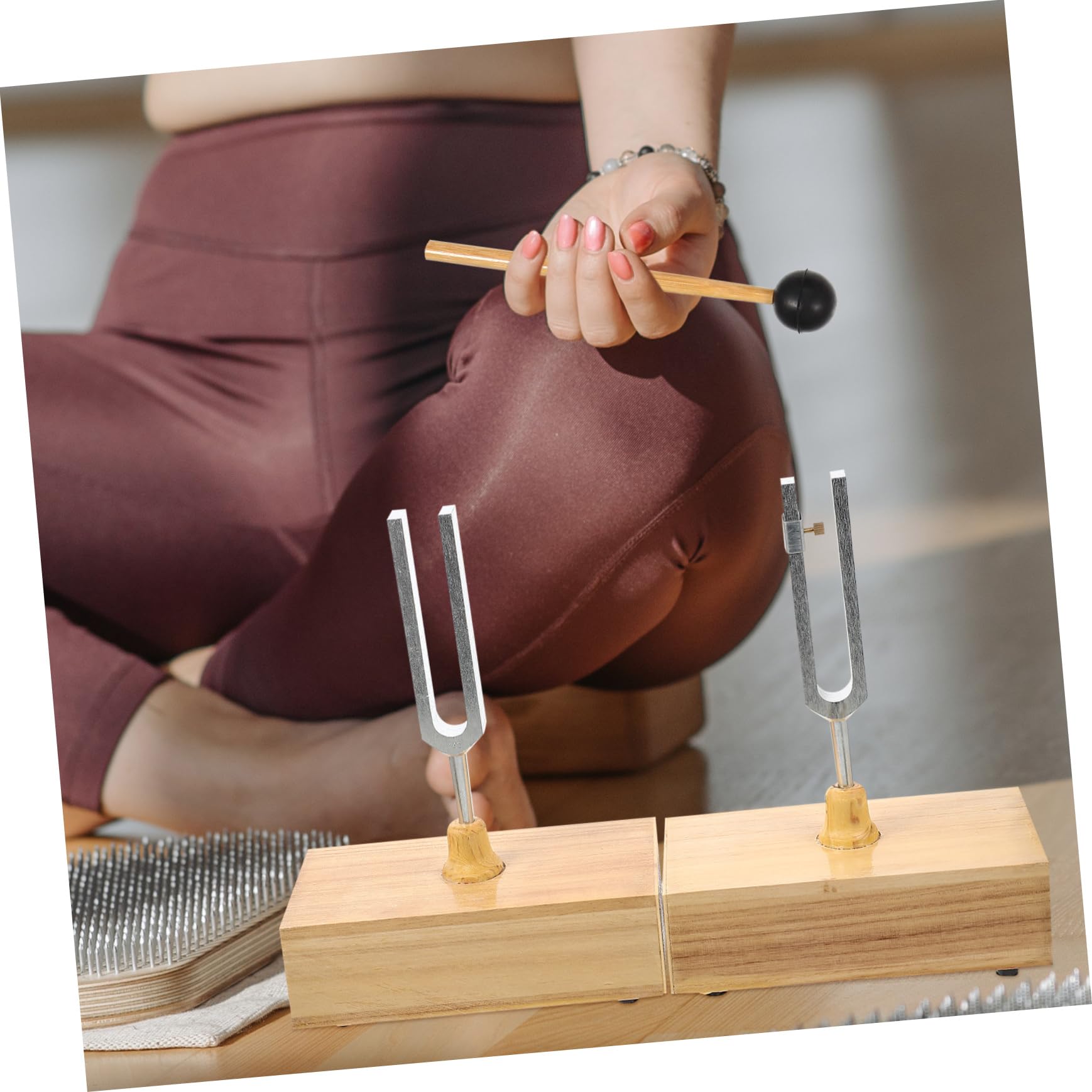 Stimmgabeln 440hz 1 Satz für Physikalisch Akustische Experimente | Holzsockel und Hammer, Metallausführung für Lehrzwecke, Stabile Positionierung