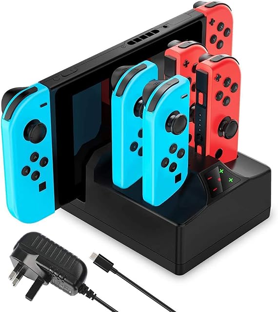 Switch Charger, YCCTEAM 5 in 1 Charging Dock for Switch and Console with 5FT Cable AC Adapter Charger for Switch