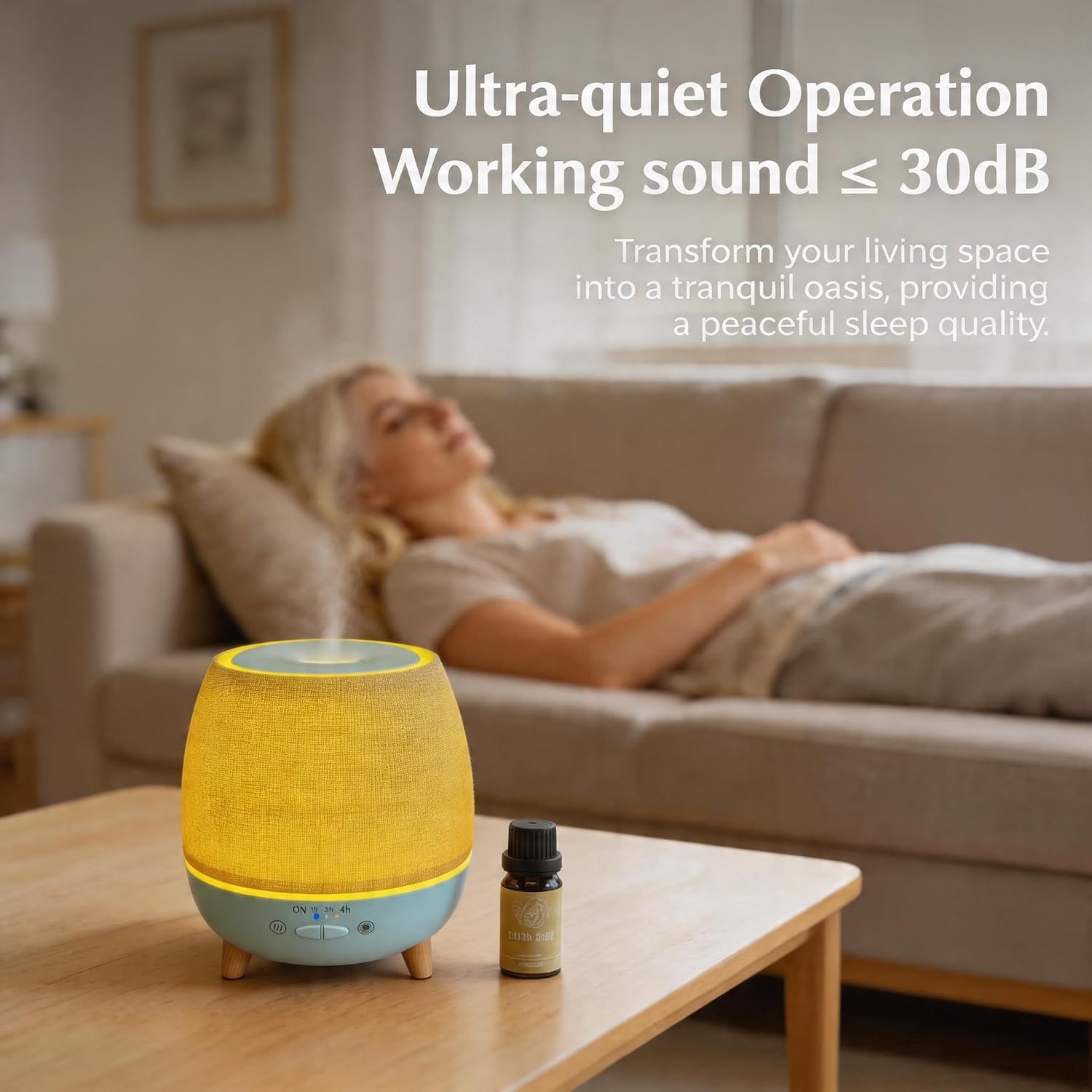 Essential Oil Diffuser 200ML, Ultrasonic Aromatherapy Diffiduser with Fabric Cover, Quiet Cool Mist Humidifier, Auto Shut-Off, Night Light for Bedroom, Home, Office & Spa image 5