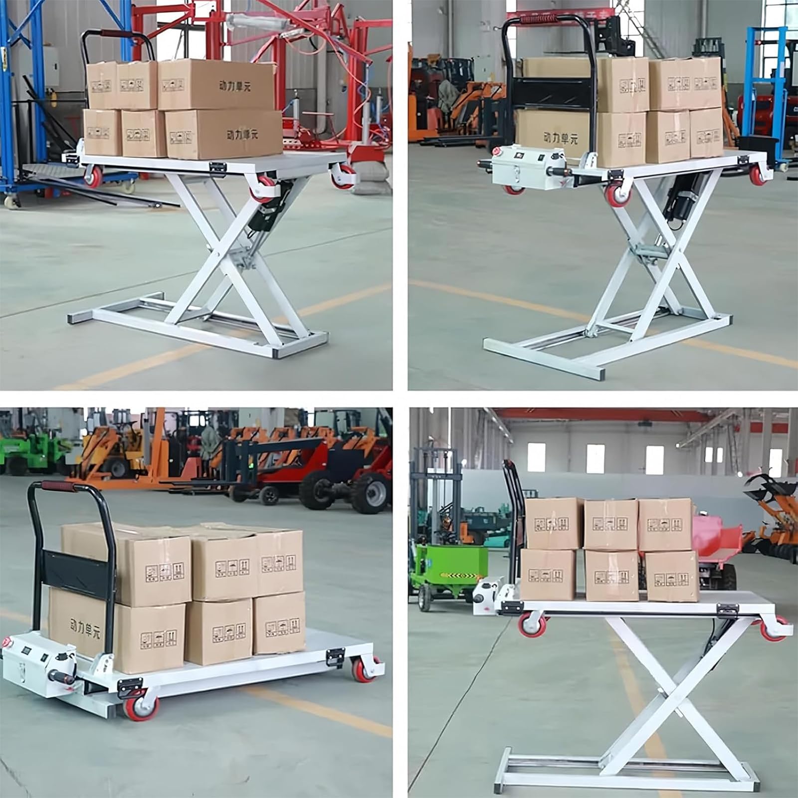 Hydraulischer Hubwagen, 120 x 70 cm Plattform, 300 kg Tragkraft, elektrischer Scherenhubtisch mit Rädern für Materialhandhabung und Transport