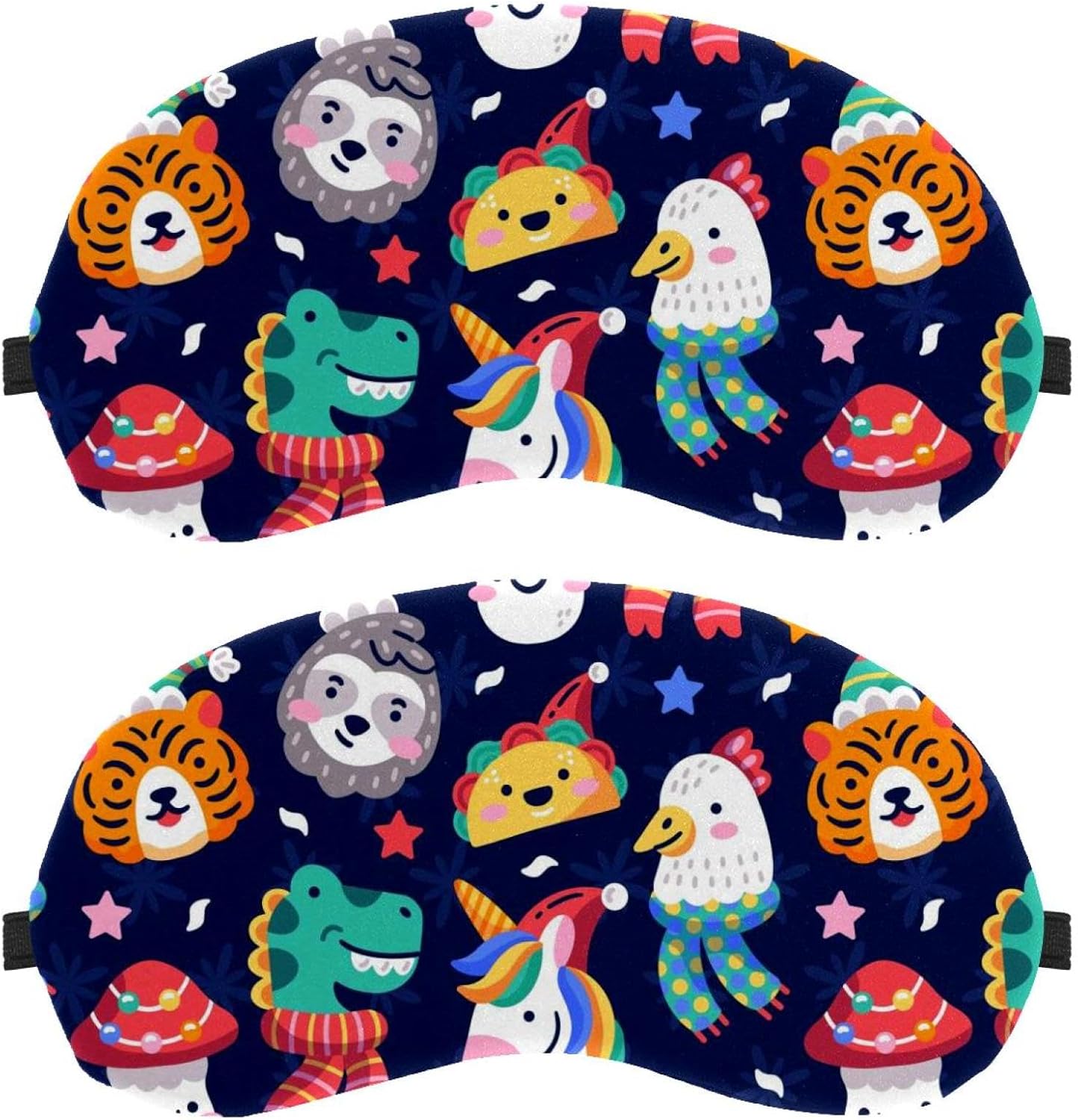 Confezione da 2 divertenti maschere natalizie per gli occhi degli animali per dormire, dormire, dormire, viaggiare, pisolini, aereo, blocco della luce