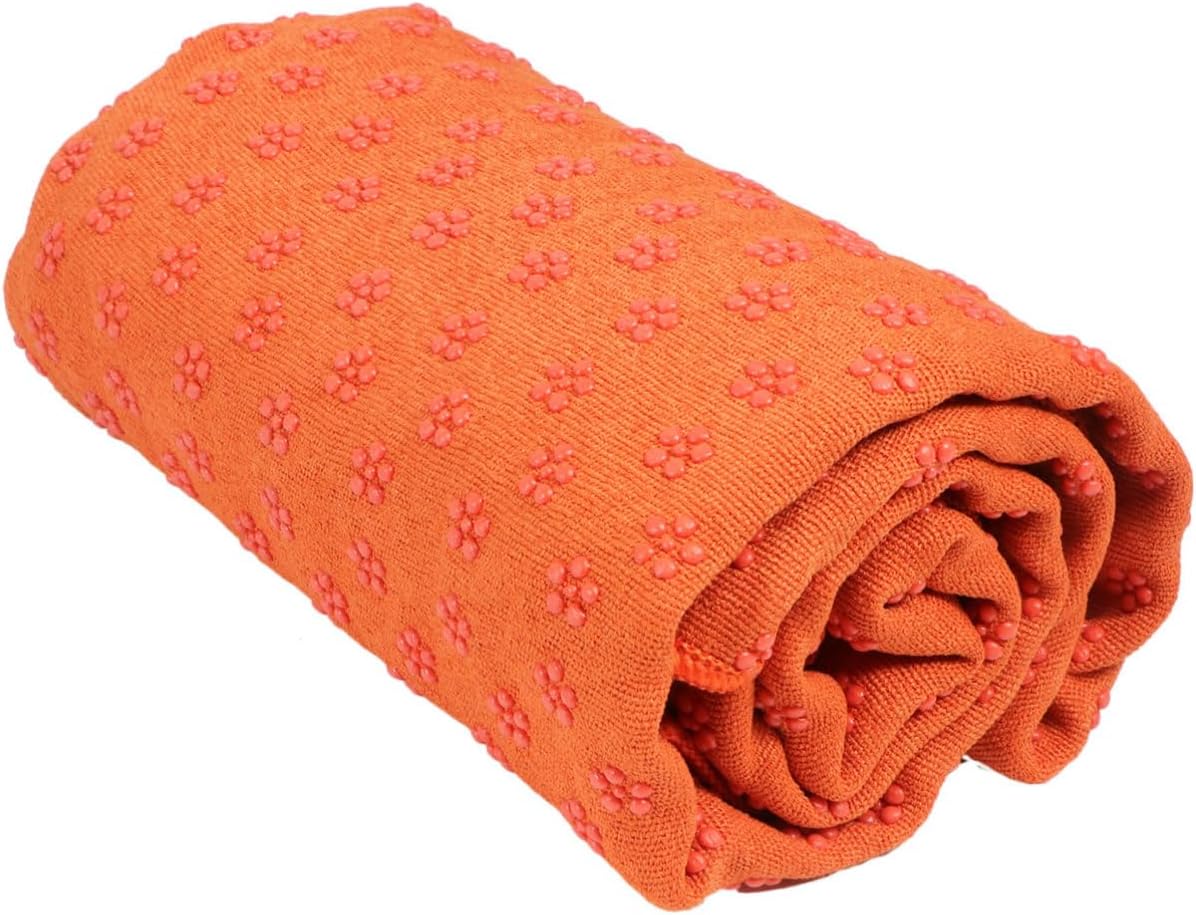 BESPORTBLE Slip Yoga Blanket with Dense Plum Blossom PVC Dots Fitness Mat for Exercise and Meditation Lightweight Orange Non Skid Mat Reducing Body