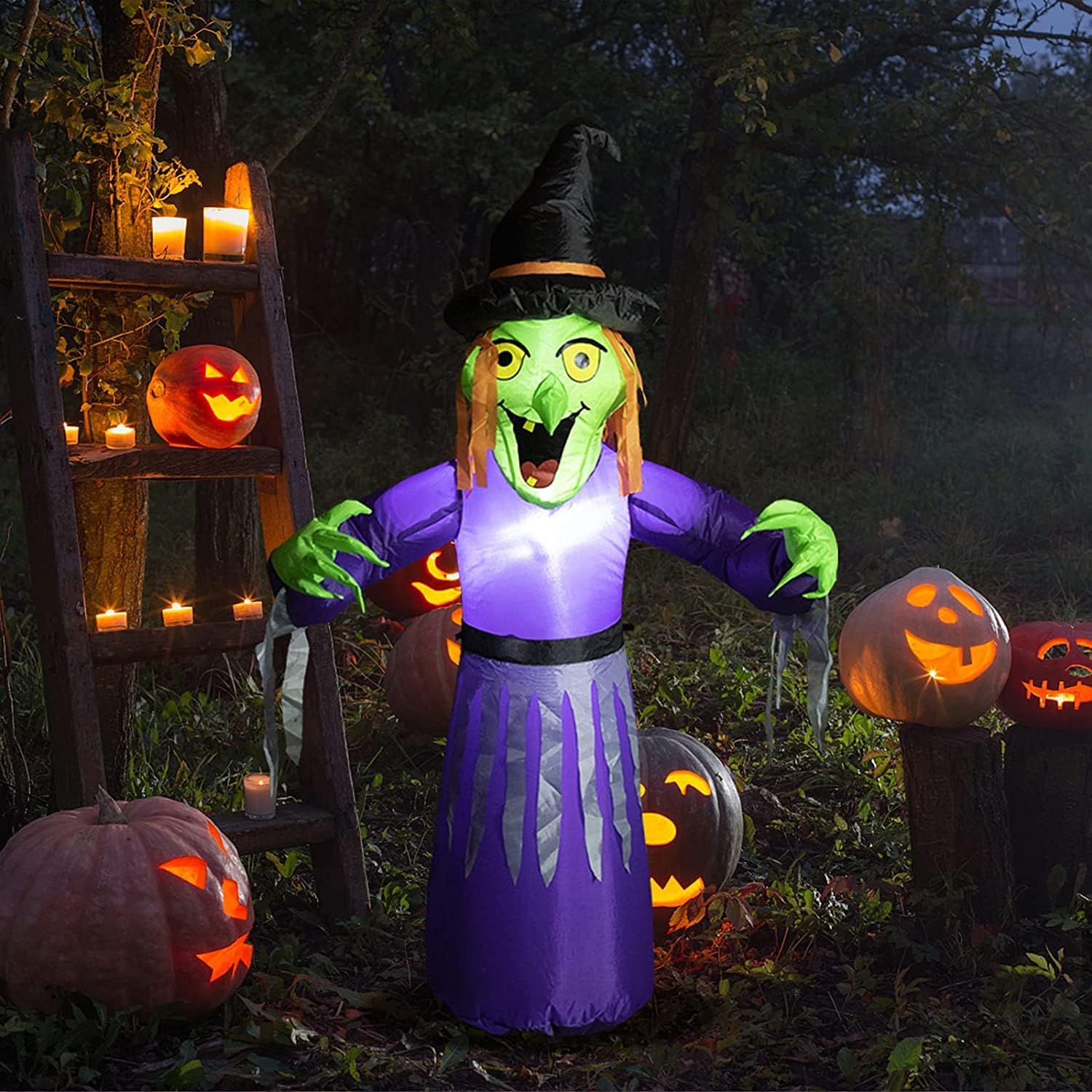 Buy VCUTEKA Halloween Inflatable Outdoor Witch 4FT Green Witch