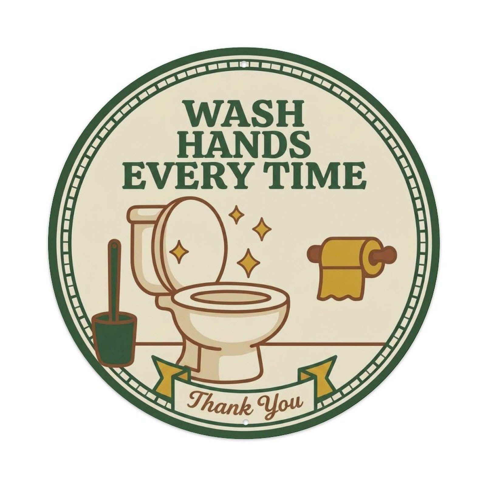 Toilet Clean Bathroom Reminder Wash Hands Every Time Metal Tin Sign