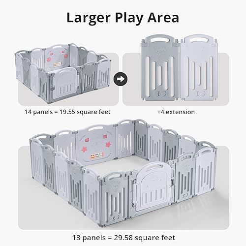 Miniatura 3 de UANLAUO Plegable Baby Playpen 2 paneles extensible Baby Fence Gate, paneles plegables para áreas de juego seguras