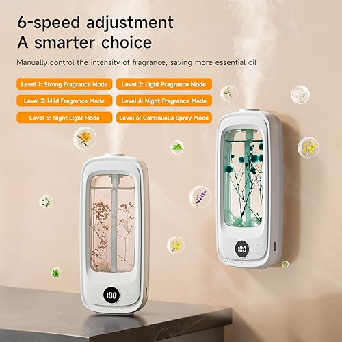 Miniatura 4 de Pequeño difusor de aceite sin agua, difusores de aromaterapia inalámbricos con flores reales 3 aromas fragancia para el hogar, ambientador