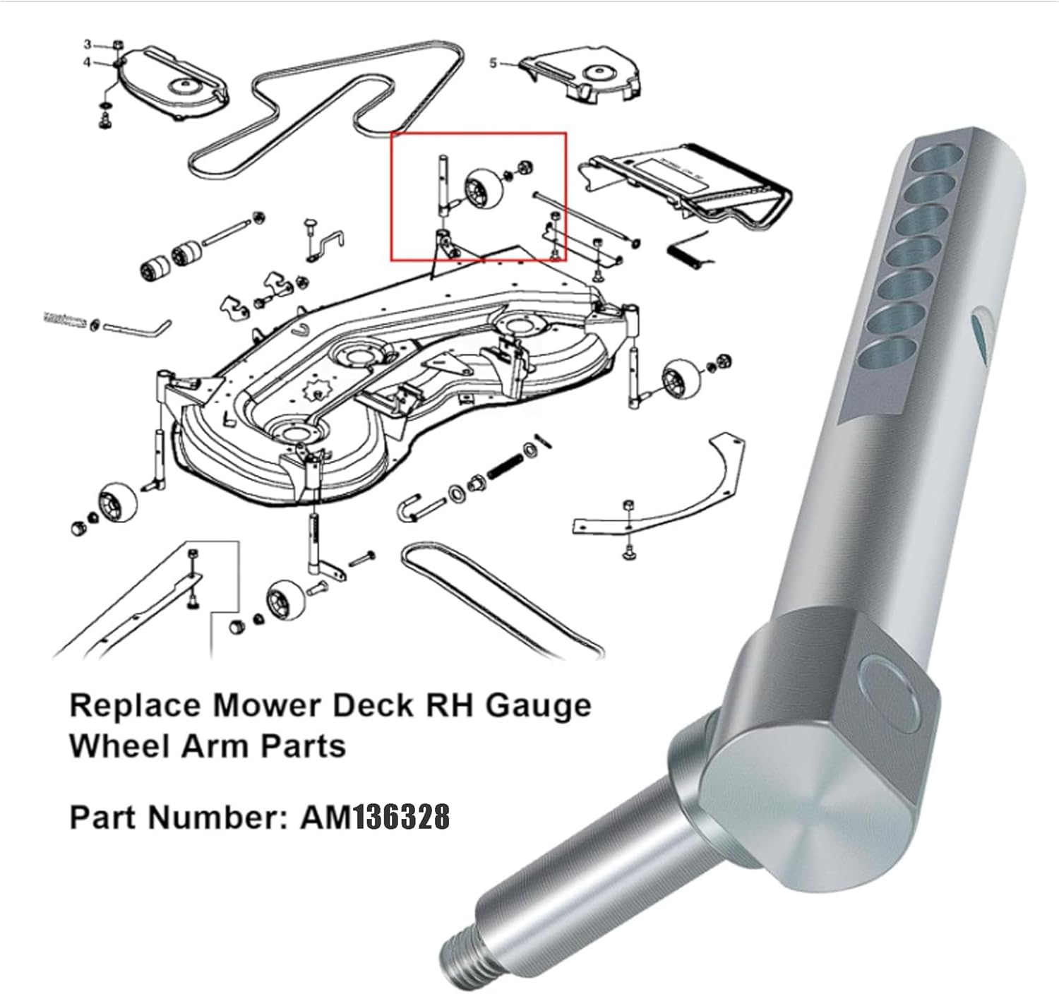 AM136328 Gage Wheel Arm Kit LH Front/RH Rear Replacement for John Deere X300 X304 X310 X320 X324 X340 X360 X500 X520 X530 X534 X540 X590 Tractors