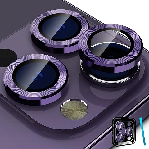 imluckies Camera Protection Compatible with iPhone 14 Pro/iPhone 14 Pro Max Camera Lens Protection Aluminium Alloy Lens Ring Anti-Scratch HD Tempered Glass Lens Protector for 14 Pro/14 Pro Max 2022 Purple